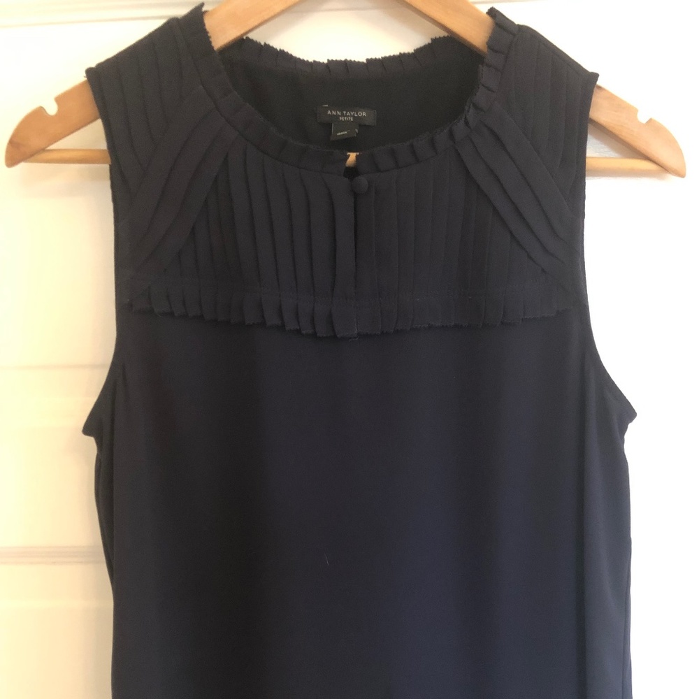 Ann Taylor sleeveless navy blouse